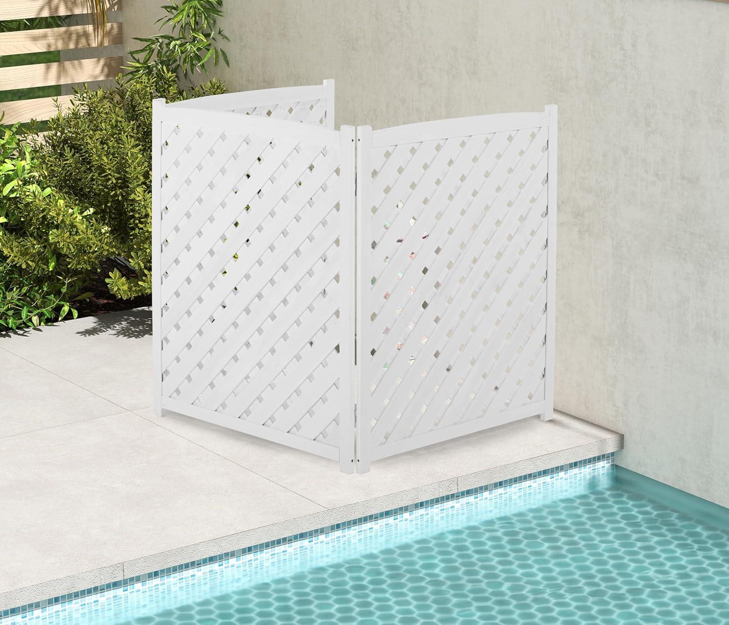 3-Panel Outdoor Air Conditioner Fence Screen, Outside Wood Privacy Fence, 32" W x 38" H