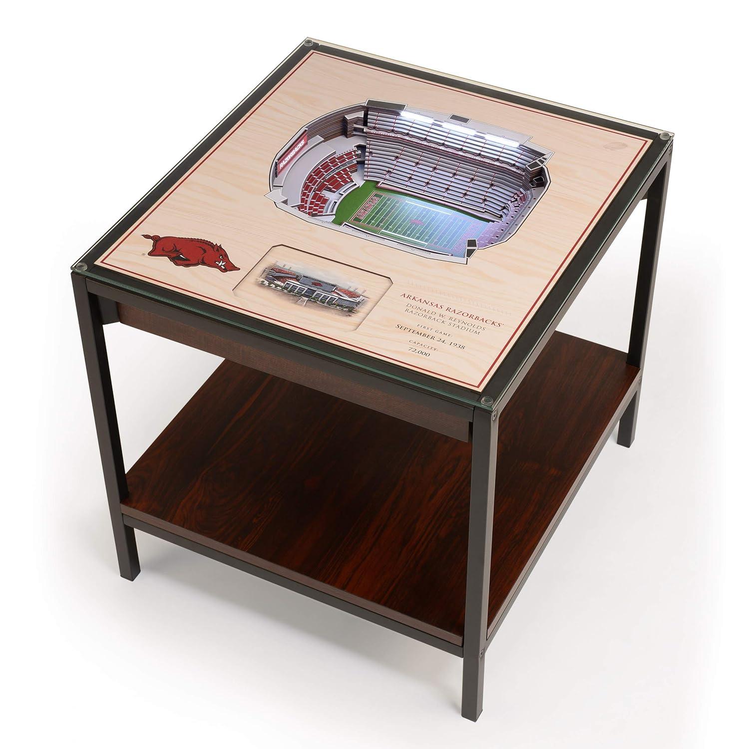 YouTheFan Glass Top End Table