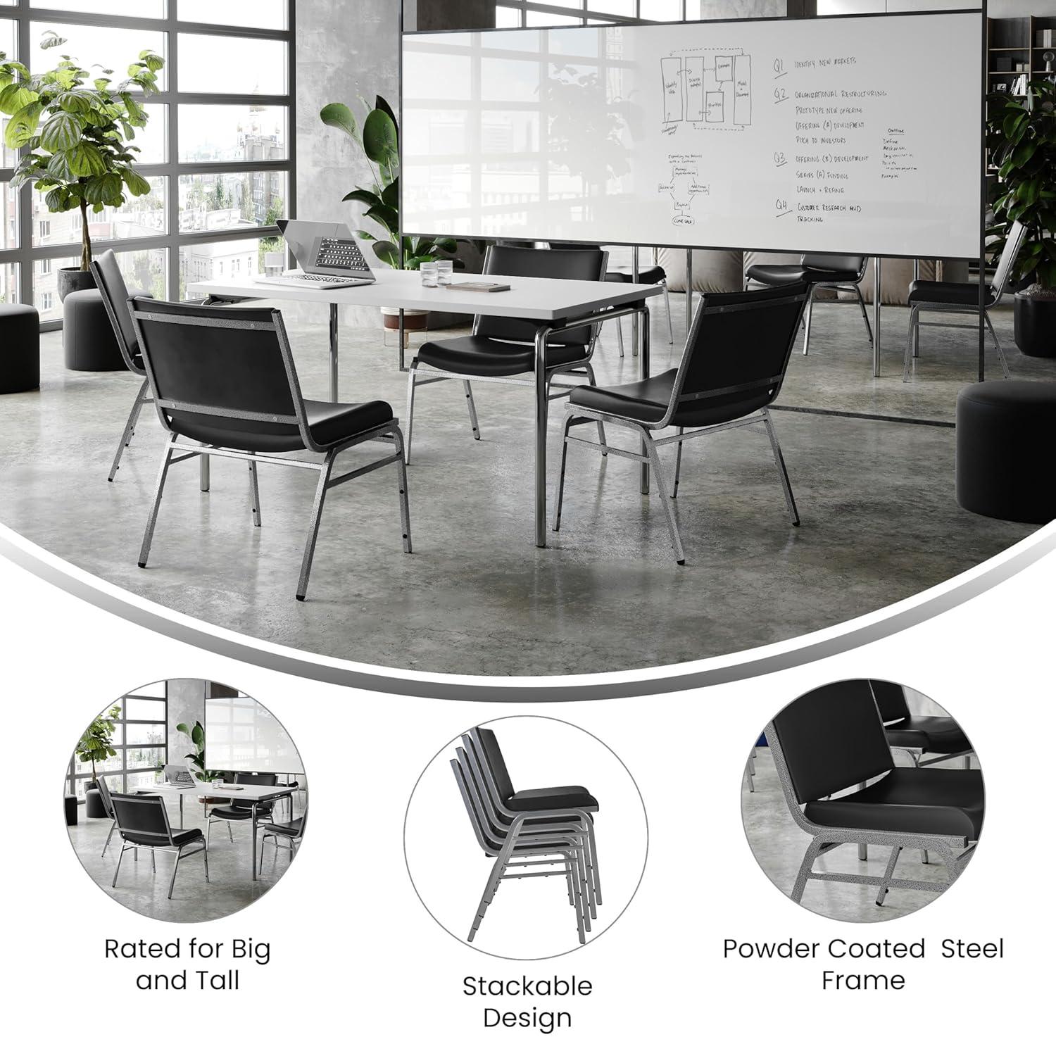 Flash Furniture HERCULES Series Big & Tall 1000 lb. Rated Black Fabric Stack Chair