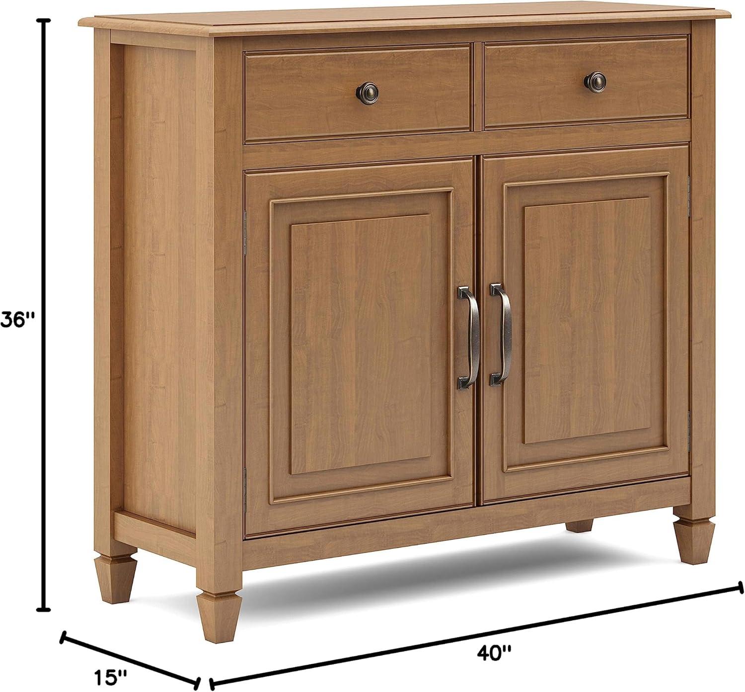 Simpli Home Connaught 40"W Solid Wood 2-Shelf Entryway Storage Cabinet with 2 Storage Drawers
