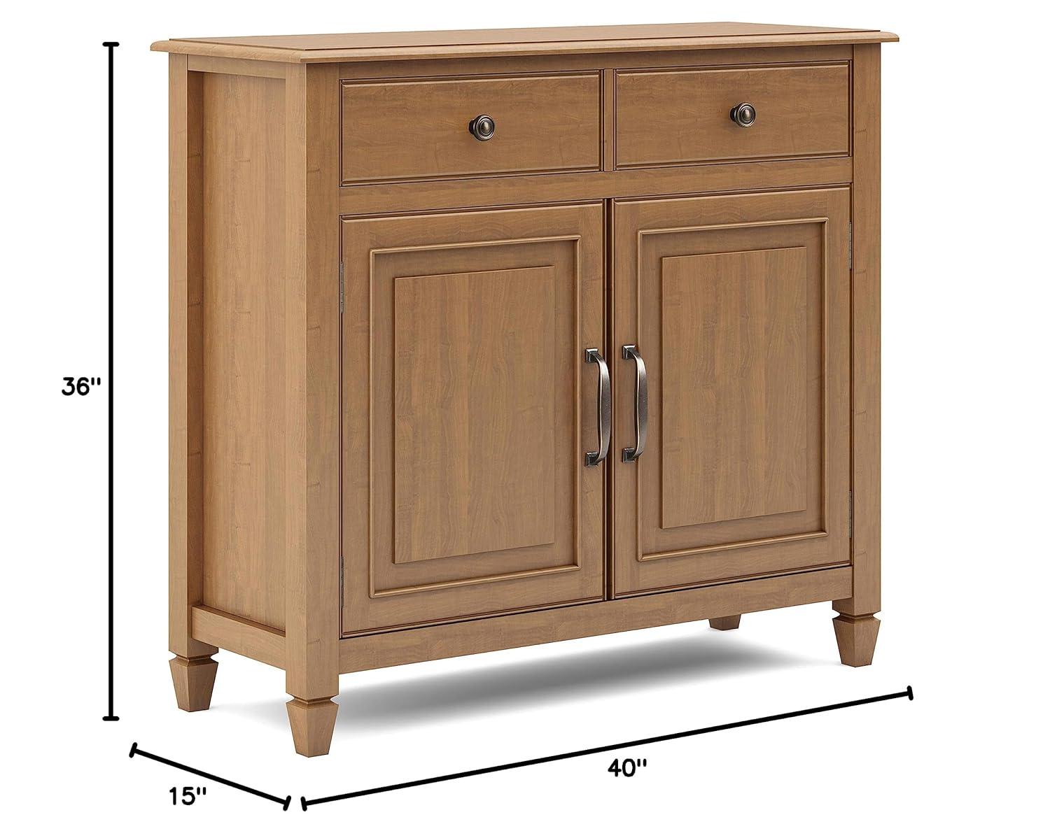 Simpli Home Connaught 40"W Solid Wood 2-Shelf Entryway Storage Cabinet with 2 Storage Drawers