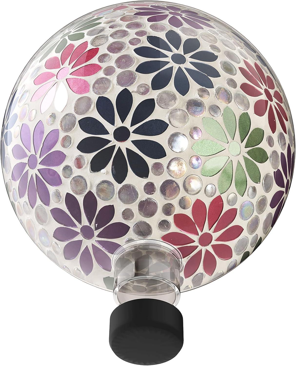 Alpine Corporation 10" Glass Mosaic Floral Gazing Globe, Multicolor