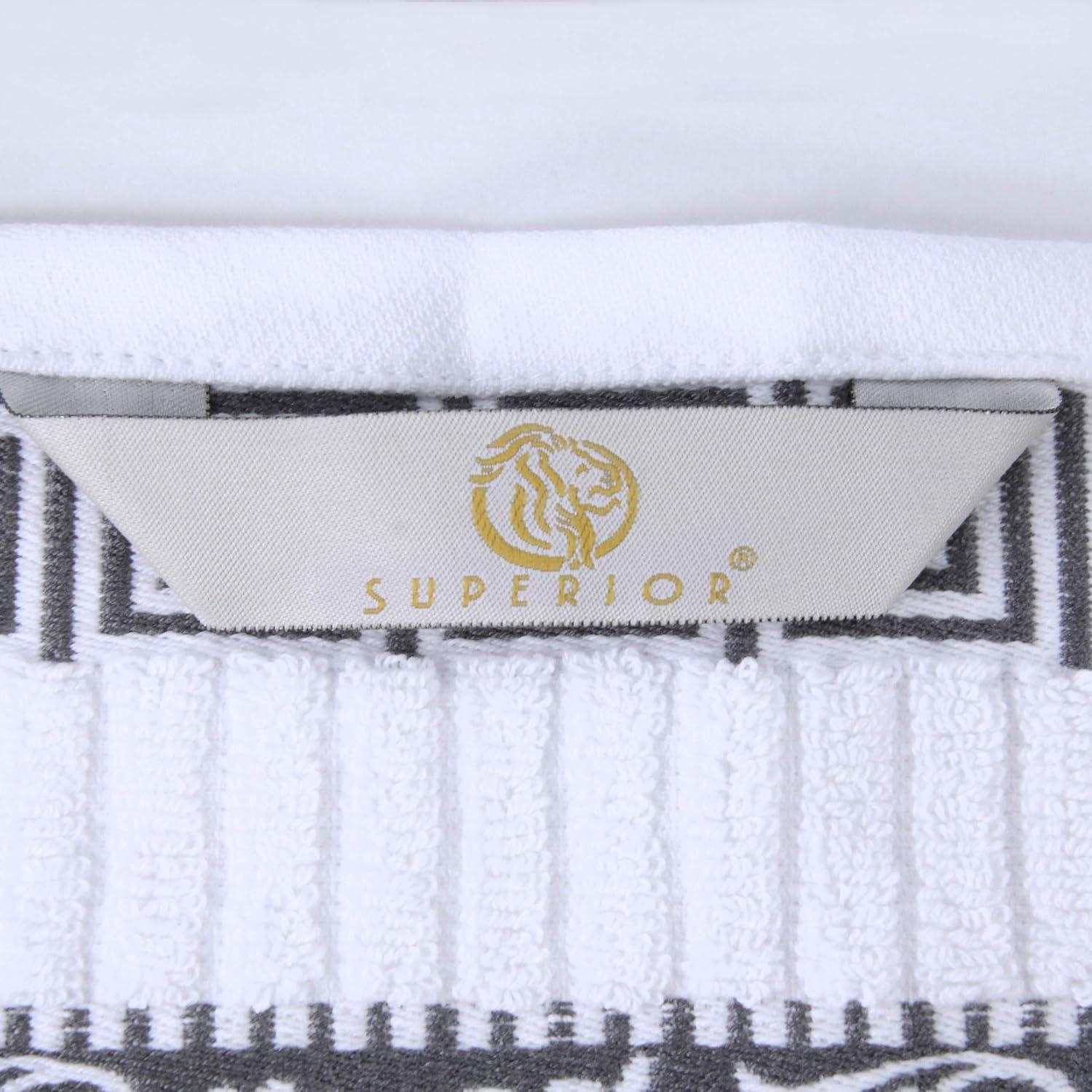 Superior Athens Cotton Medium Weight Floral Border Greek Key Trim 8 Piece Assorted Towel Set by Superior
