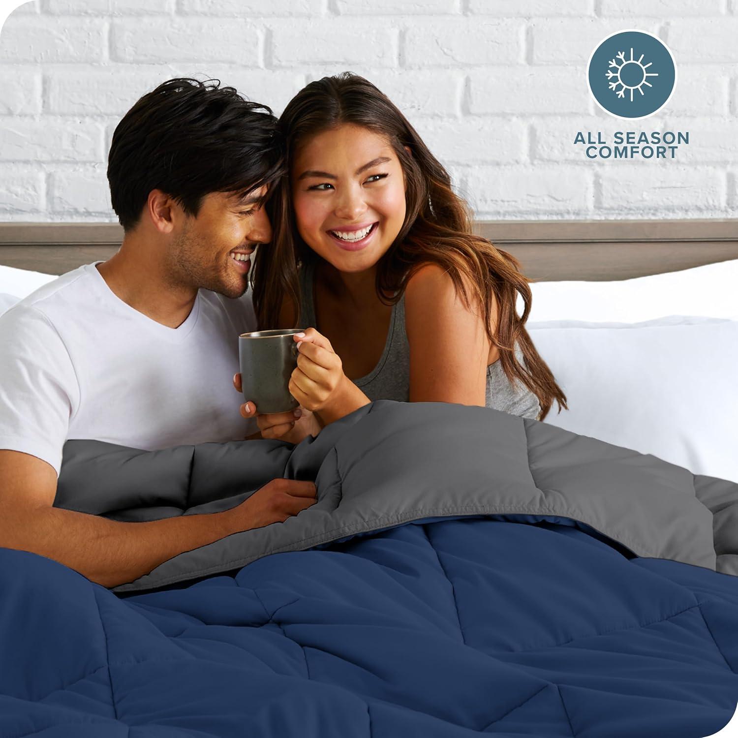 Bare Home Premium Ultra Soft Modern & Contemporary Box Stitch Comforter