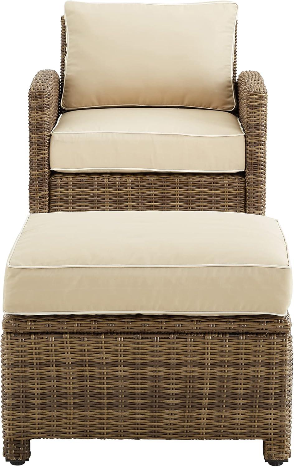 Crosley Furniture Bradenton 2PC Wicker / Rattan Armchair & Ottoman in Sand/Brown