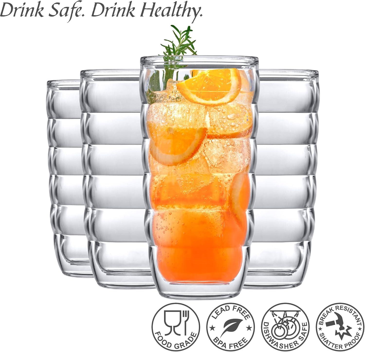 Amazing Abby - Arctic - 24-Ounce Insulated Plastic Tumblers (Set of 4), Double-Wall Plastic Drinking Glasses, Mixed-Color Reusable Plastic Cups, BPA-Free, Shatter-Proof, Dishwasher-Safe