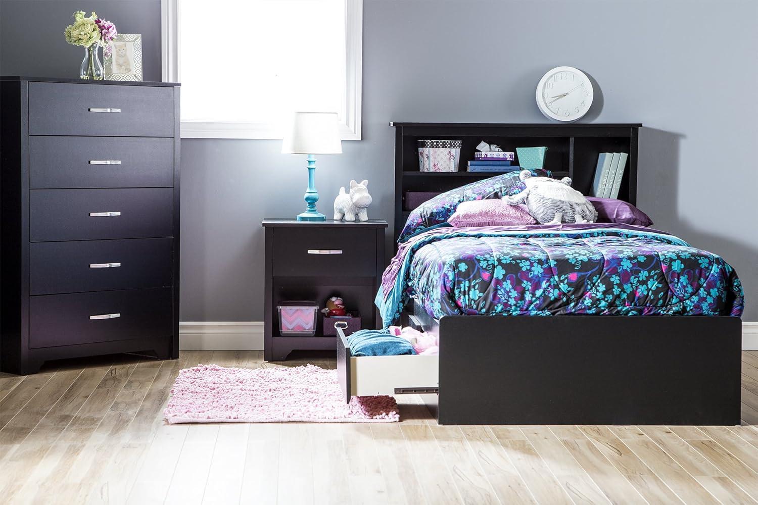 Eco-Friendly Pure Black Particle Board 5-Drawer Chest