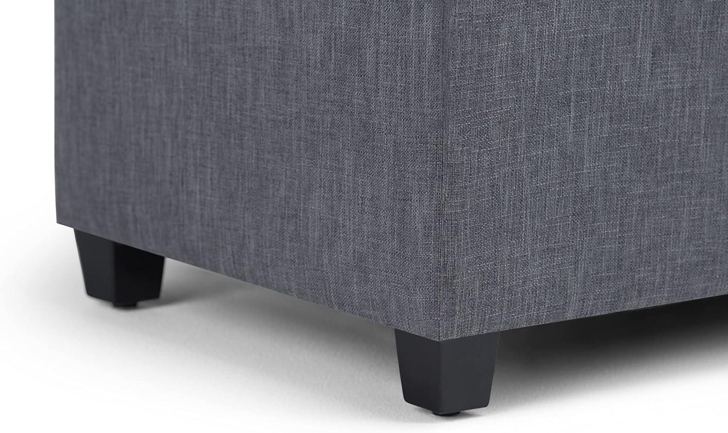 Simpli Home Sienna 34" Transitional Rectangle Ottoman Bench in Gray Linen Look Fabric