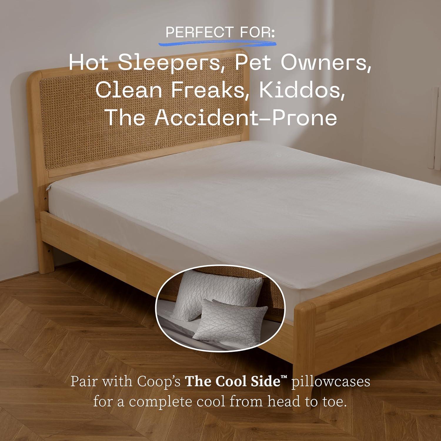 Coop Home Goods Ultra-Cool Waterproof Mattress Protector, King, Cooling Mattress Protector, Machine Washable Cooling Bed Cover, Whisper Quiet Waterproof Bed Cover, King (78x80)