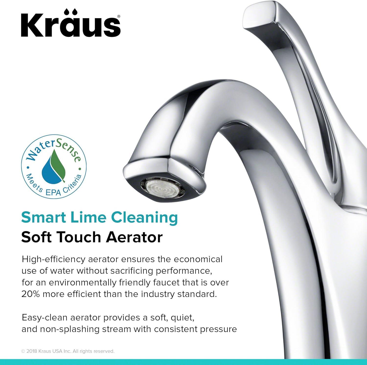 Kraus Arlo Single Hole 1-Handle WaterSense Bathroom Sink Faucet with Drain and Deck Plate