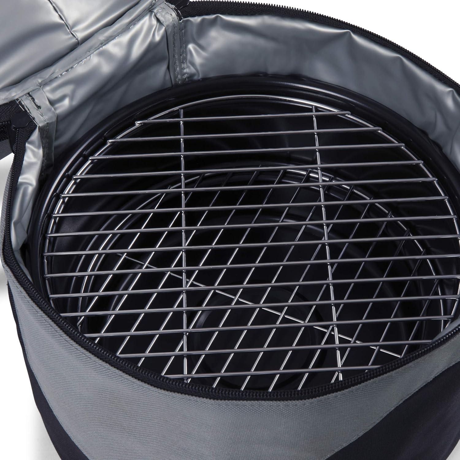 10 in.Caliente Round Portable Cooler/Charcoal Grill in Black