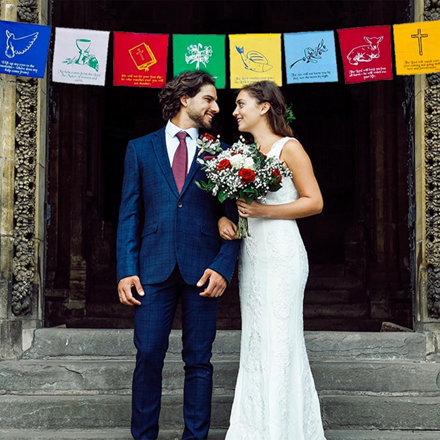 Christian Flag Church Decoration Bible Psalm 121 Faith Banner Worship Prayer Flags for Nursery Wall Wedding Bulletin Board Garden Décor