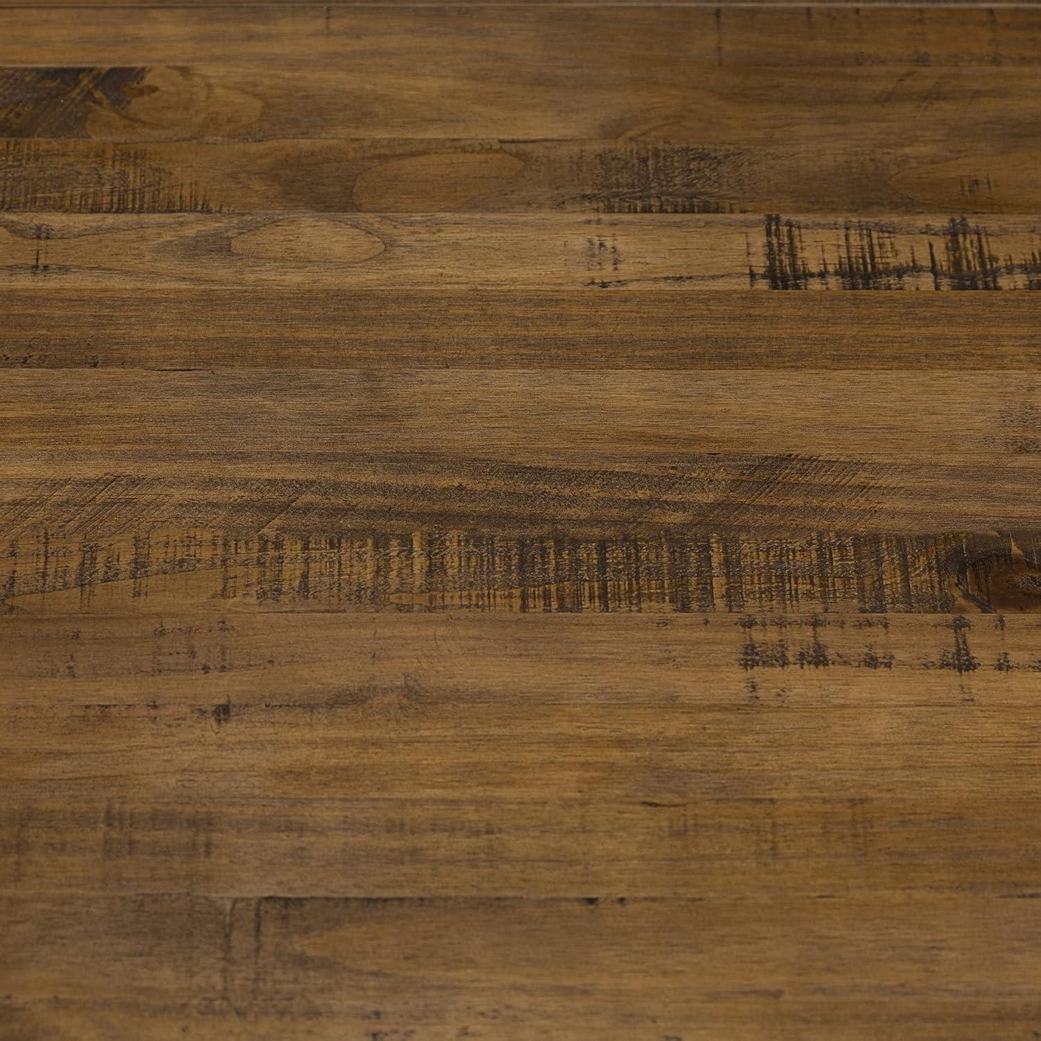 Rustic Oak 72" Solid Wood Dining Table with Black Base