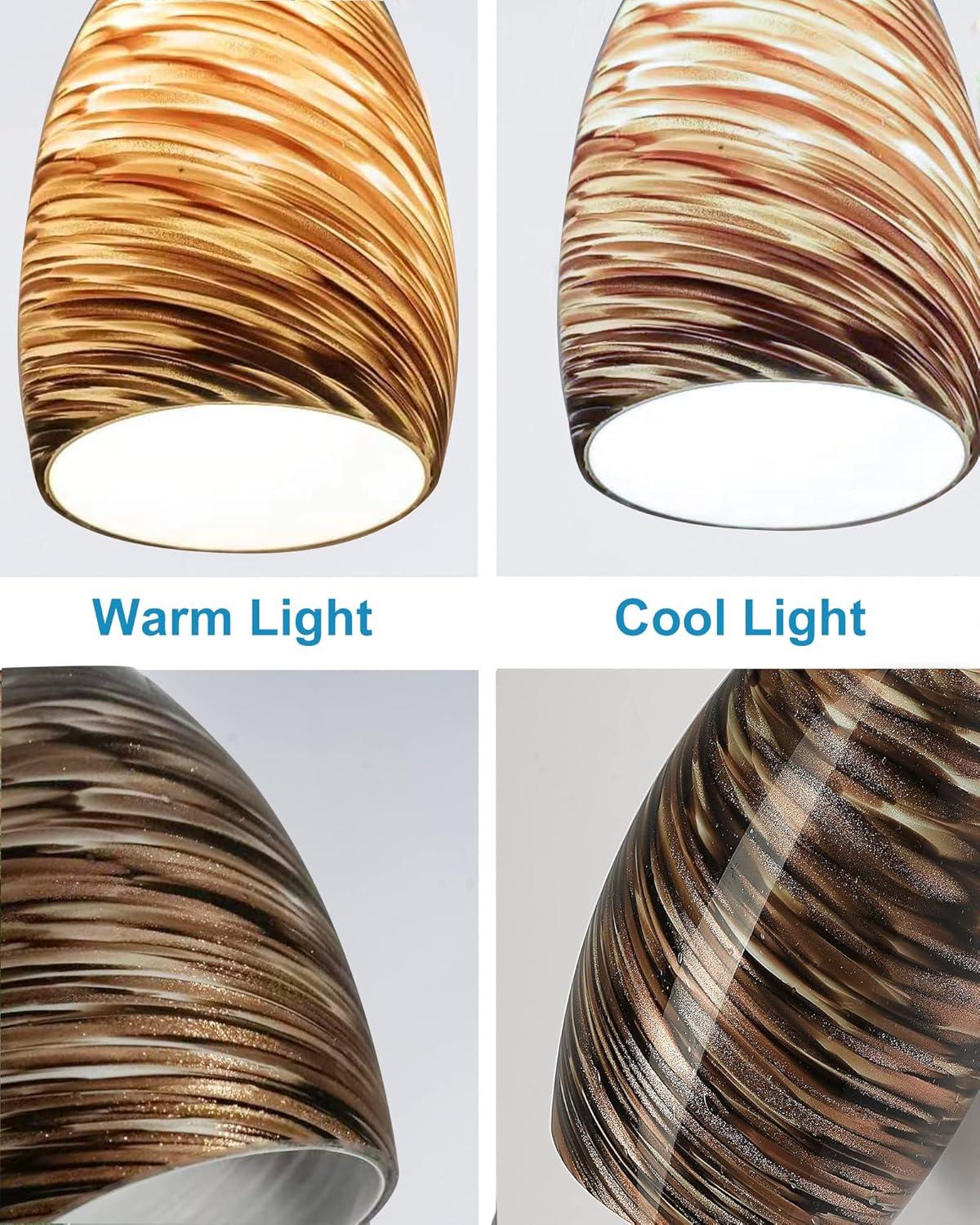 Oval Glass Lamp Shade Only Art Glass Lamp Covers Light Fixture Replacement for Kitchen Island Mini pendant Ceiling Lights Chandelier Hand Blown Glass Shade Replacement (Brown and Blue）