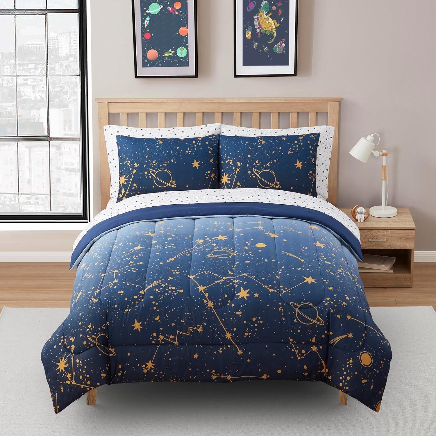 Sweet Home Collection Kids Galaxy Printed Bed in a Bag Comforter & Sheet Set