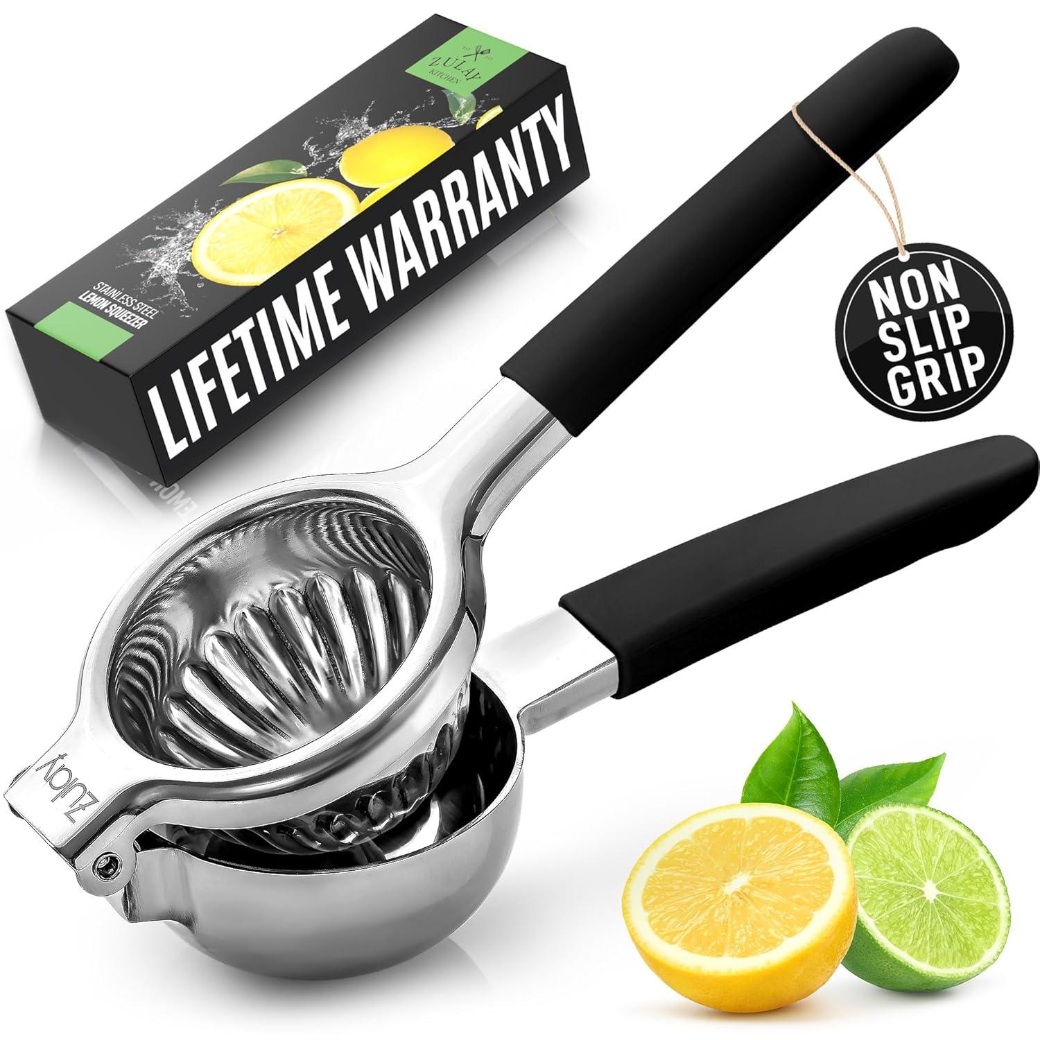Unique Bargains Stainless Steel Lemon Citrus Manual Hand Squeezer  with Non-Slip Grip Handle Black