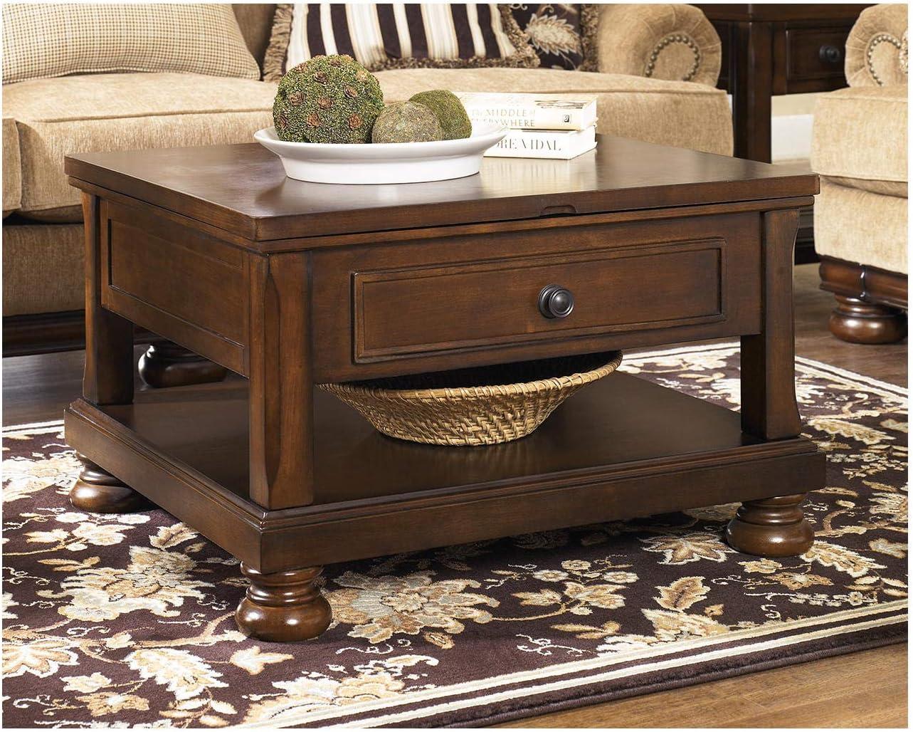 Signature Design by Ashley Casual Porter Coffee Table with Lift Top Rustic Brown