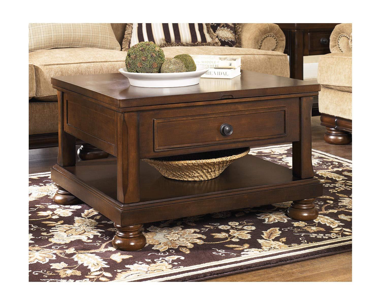 Signature Design by Ashley Casual Porter Coffee Table with Lift Top Rustic Brown