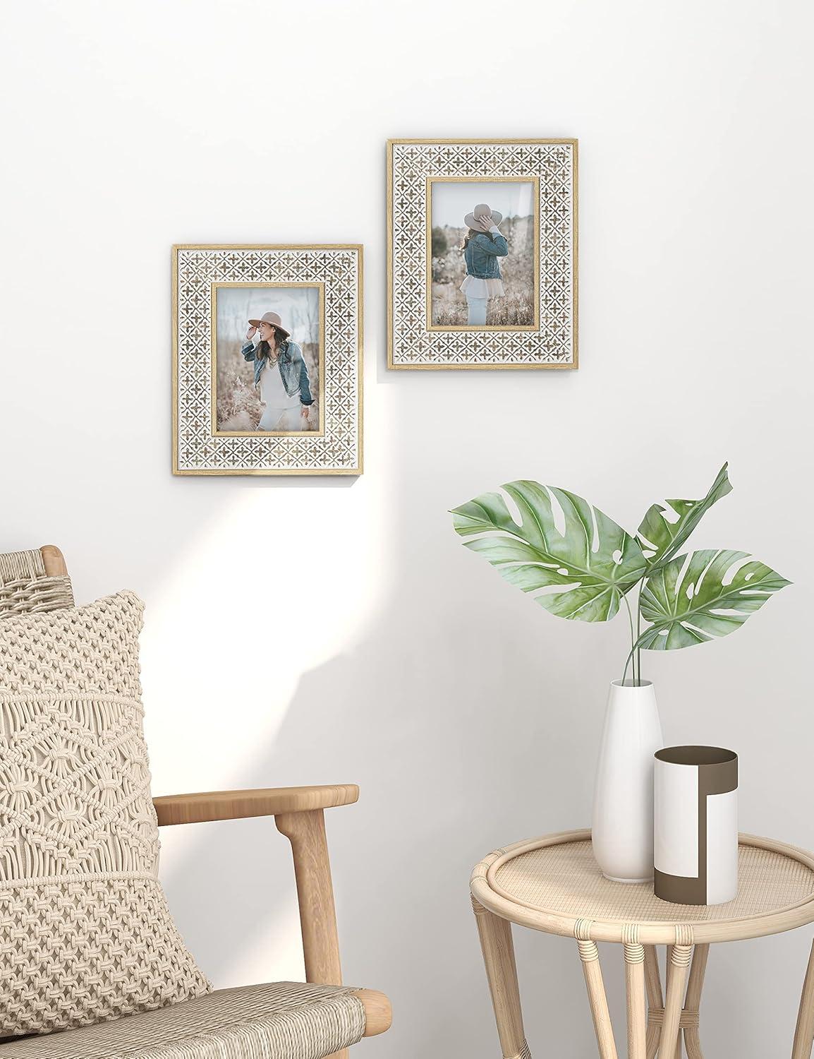 Afuly 5x7 Picture Frame Boho Picture Frames 3D Cross Pattern Distressed Moroccan Photo Frame Wall Desk Bohemia Home Office Decor Wedding Birthday Gifts for Mom Woman Grandma