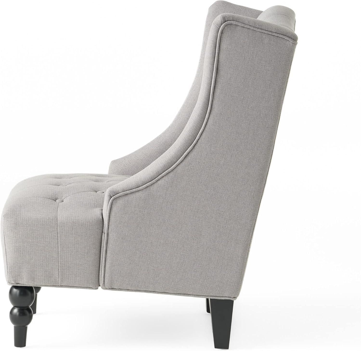 GDF Studio Alonso Contemporary Upholstered Wingback Club Chair, Light Gray and Matte Black