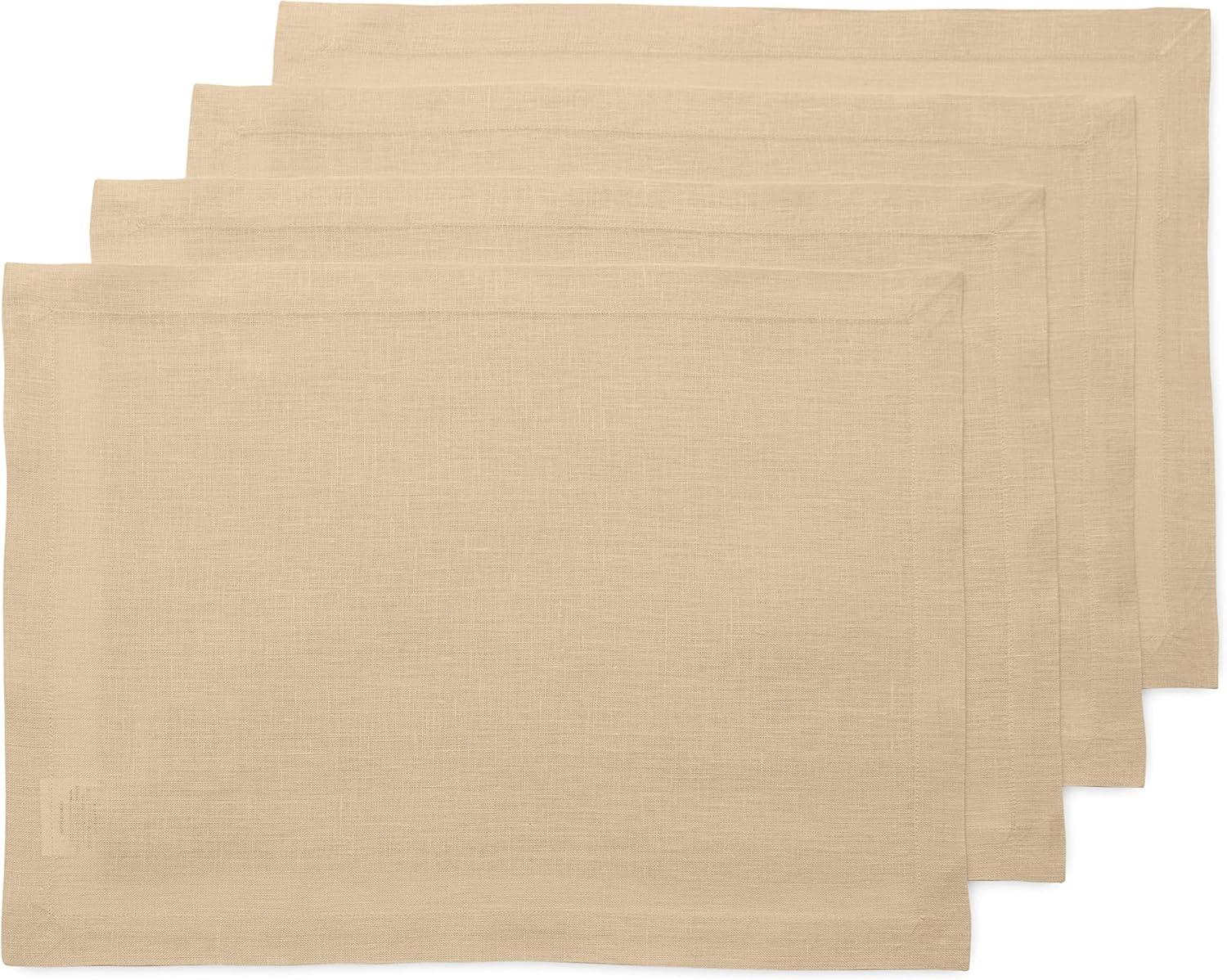 Solino Home Cotton Linen Hemstitch Dinner Napkins (Set of 4)