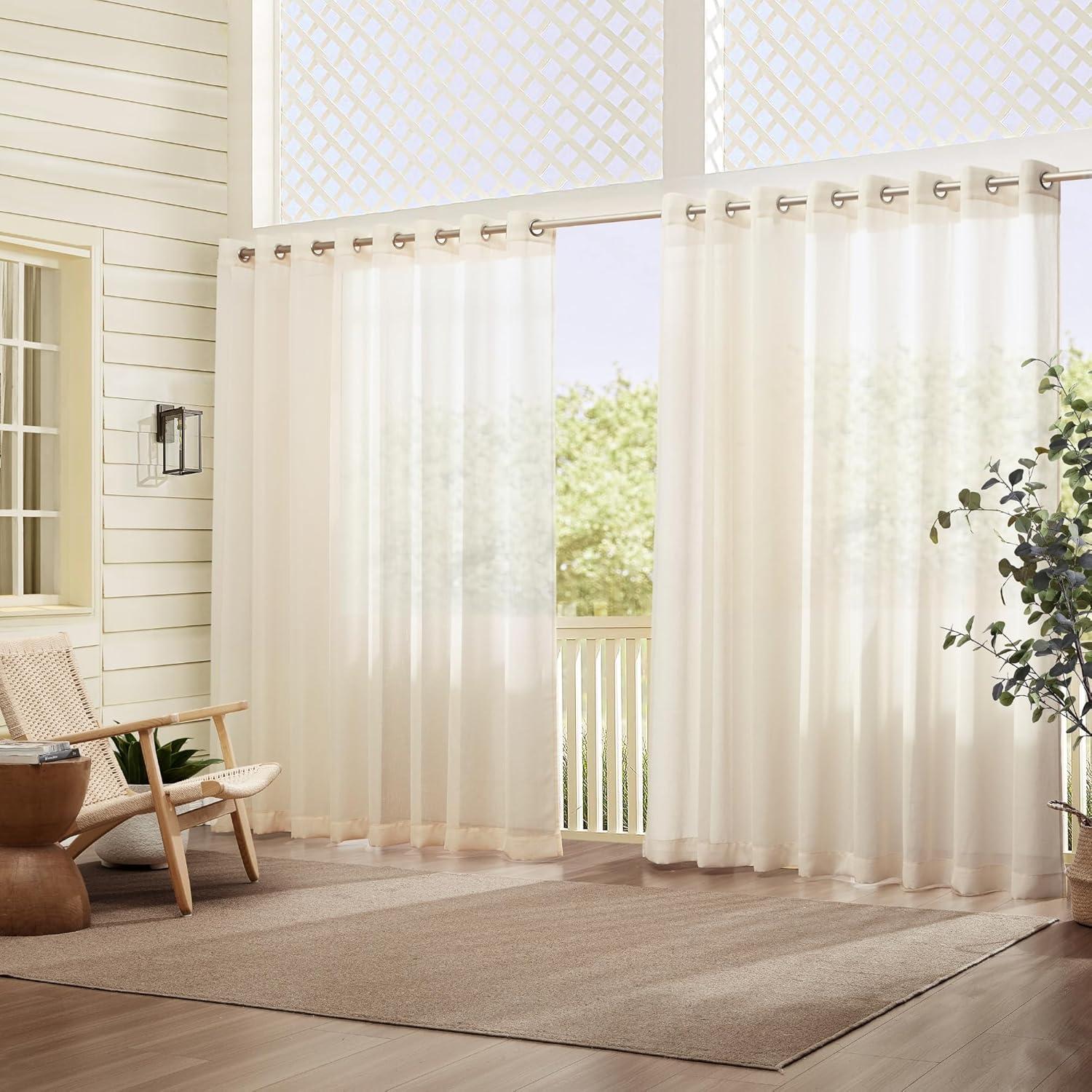 Elrene Carmen Sheer Extra Wide Indoor/Outdoor Single Window Curtain for Patio, Porch, Cabana, Pergola, Deck - Elrene Home Fashions