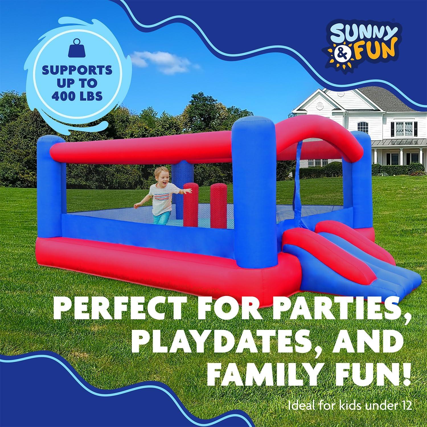 Sunny & Fun Inflatable Bounce House, Blue Bouncy Jump Castle