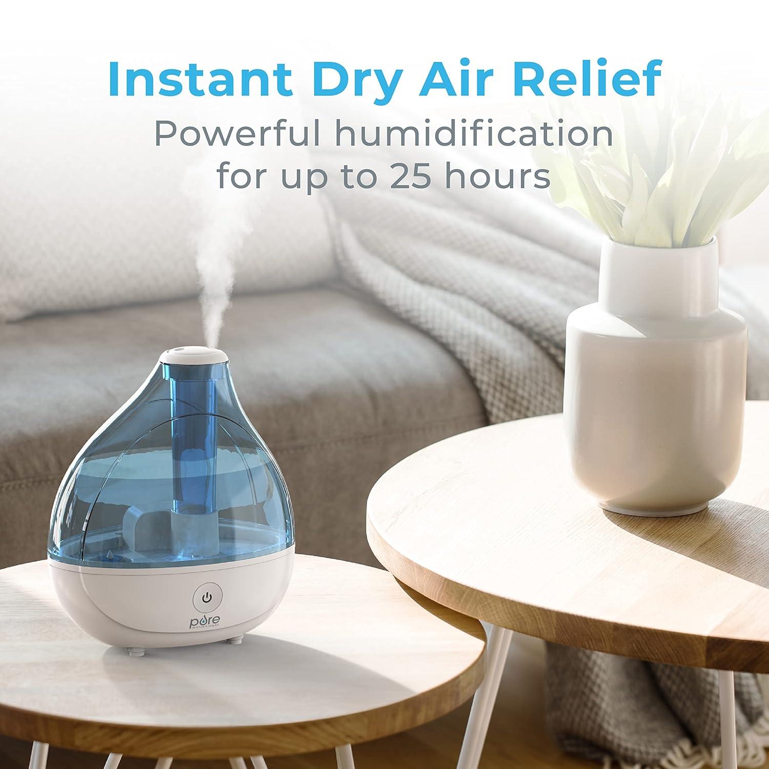 Pure Enrichment Pure Enrichment 0.4 Gallons Cool Mist Ultrasonic Tabletop Humidifier for 250 Cubic Feet