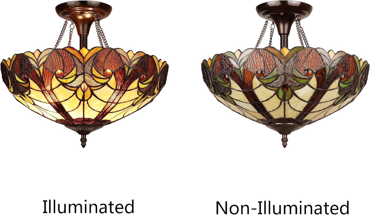 Chloe Lighting Liason Victorian-Style 2-Light Ceiling Semi-Flush Mount 16" Wide