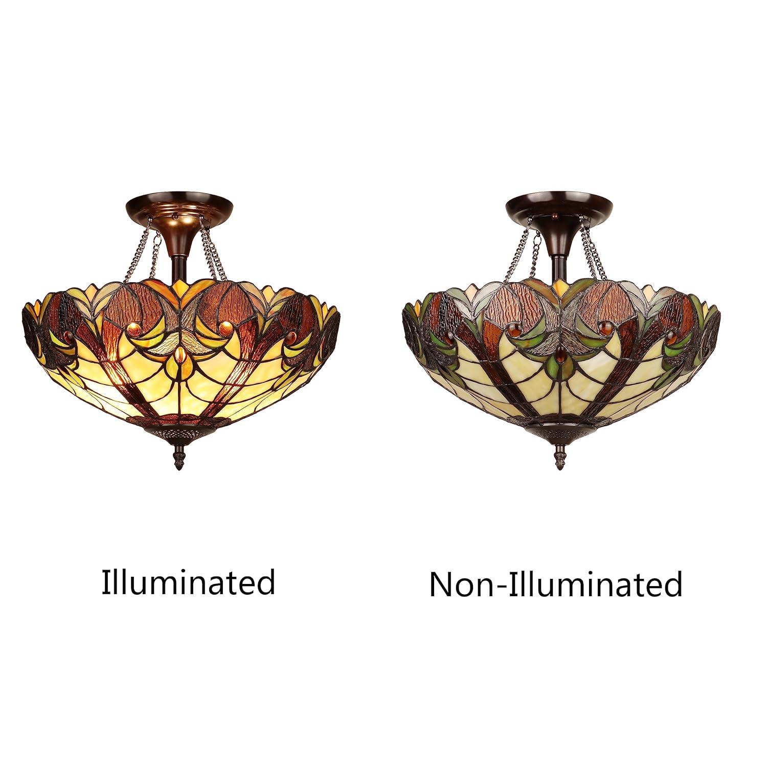 Chloe Lighting Liason Victorian-Style 2-Light Ceiling Semi-Flush Mount 16" Wide