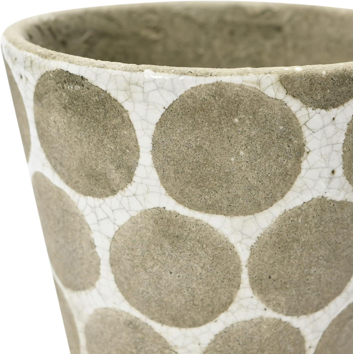 Mini Greige and Cream Geometric Terra-Cotta Planter