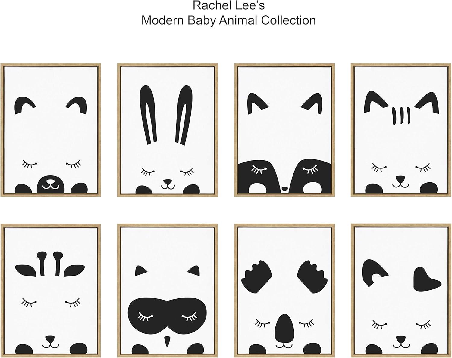 Modern Baby Bunny Black and White Canvas Wall Art for Nursery