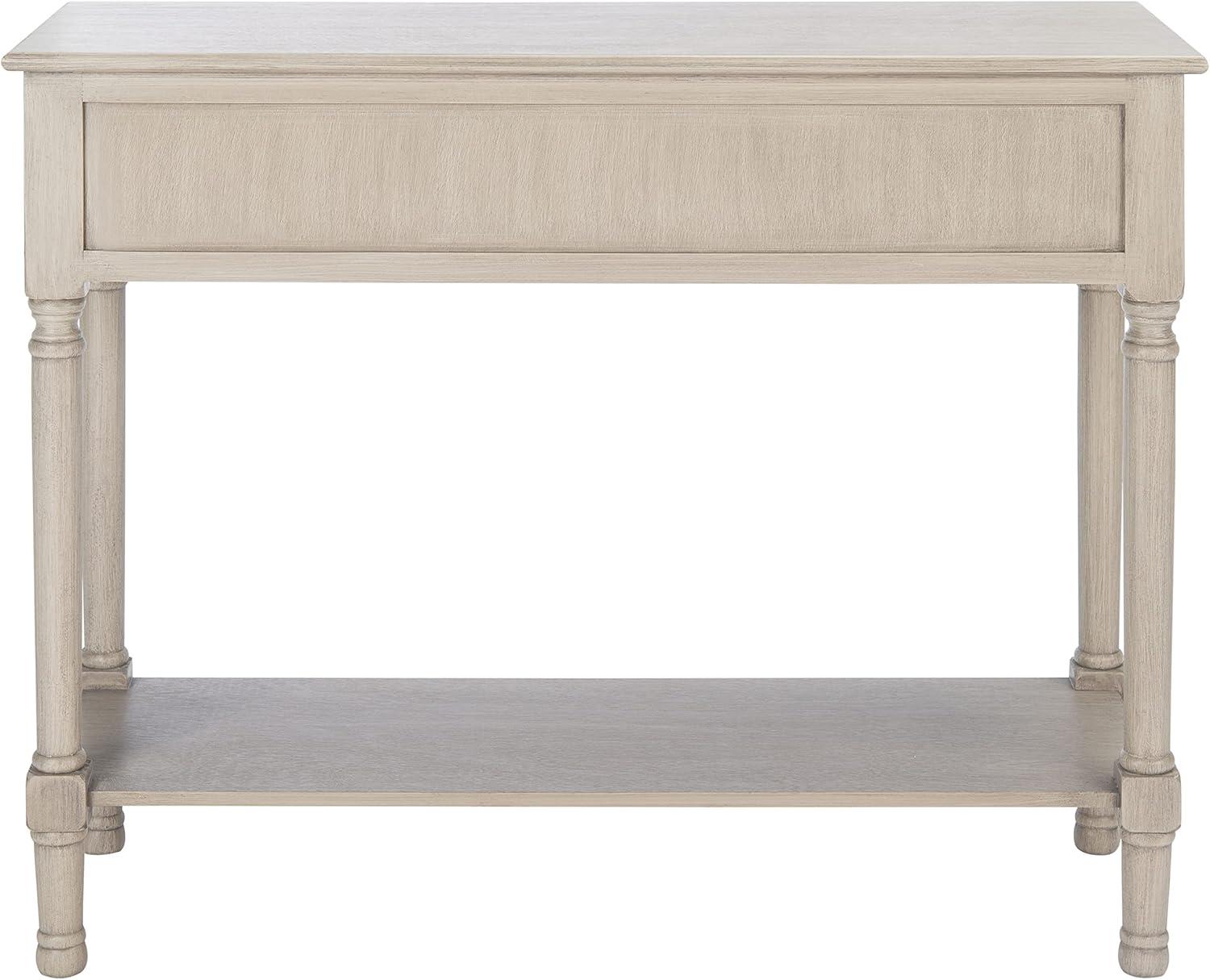 Greige Textured 2-Drawer Metal & Wood Console Table