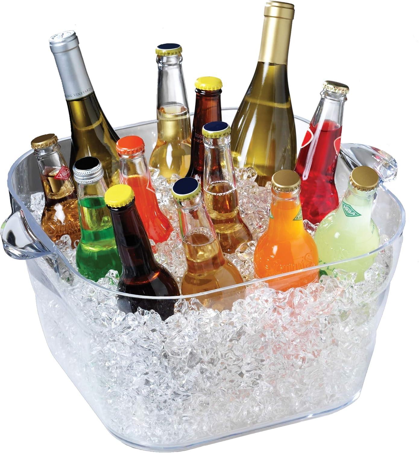 Clear Square Party Beverage Tub with Handles