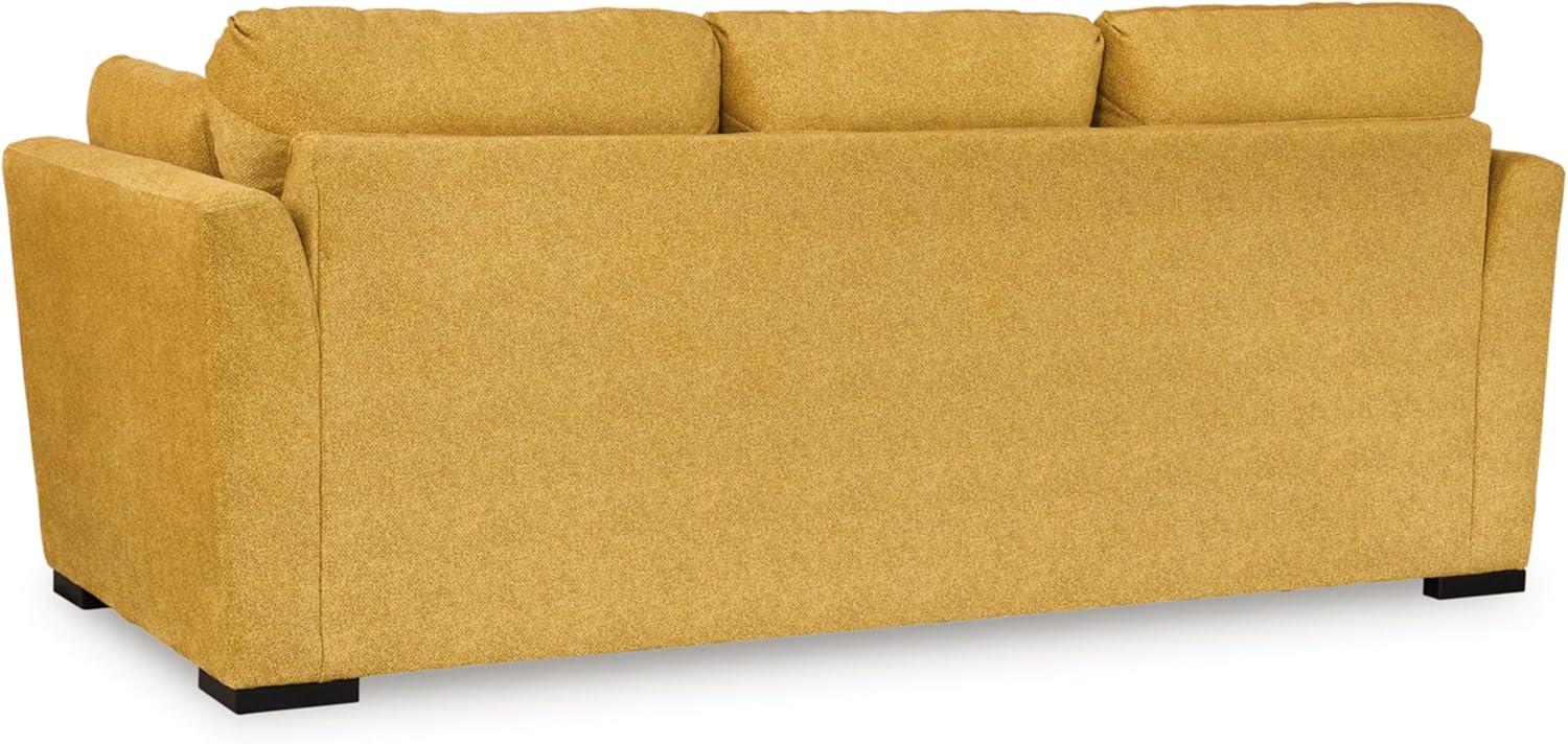 Sunflower Yellow Velvet Stationary Sofa with Pillow Back