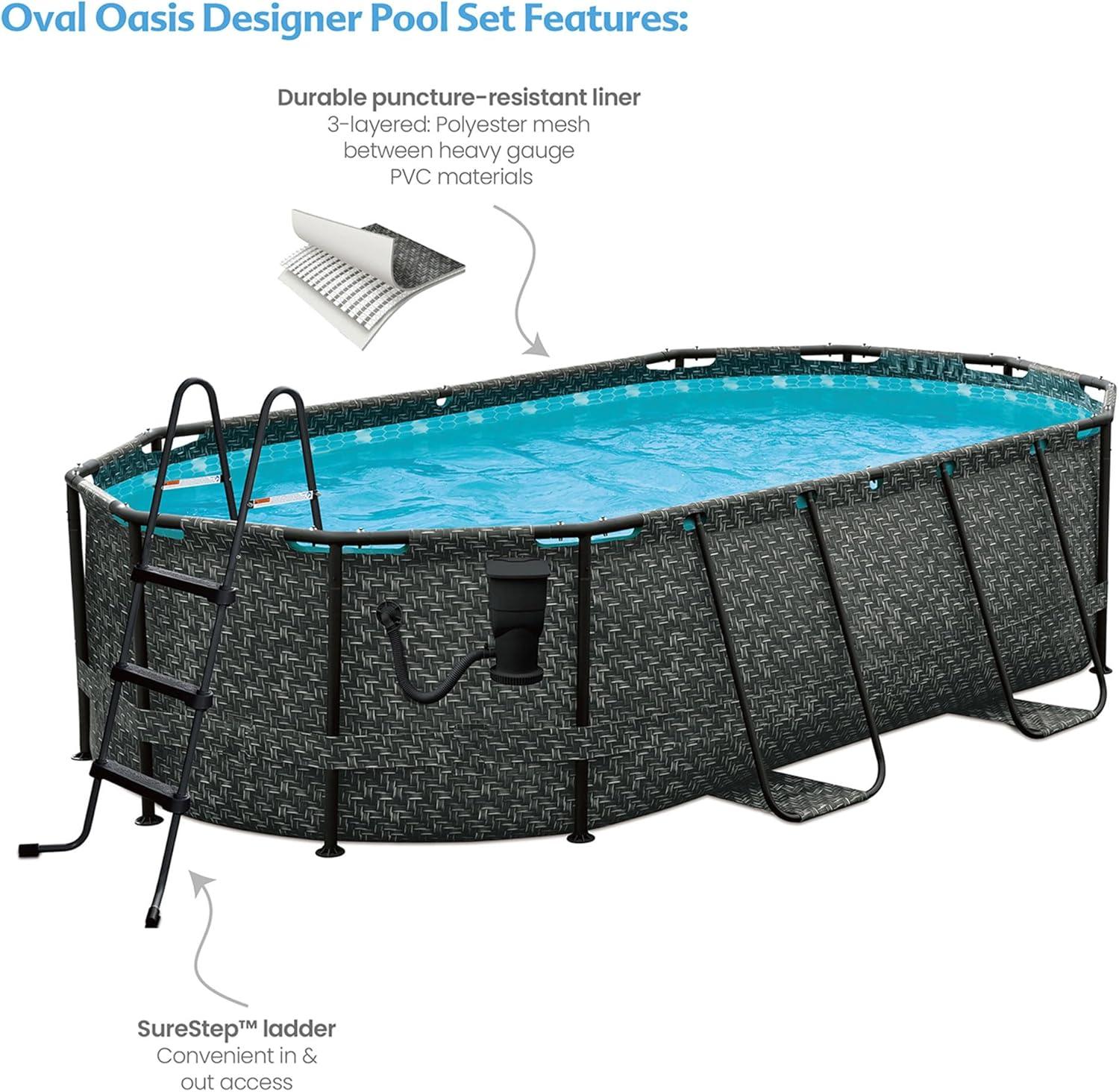 Funsicle 13' x 8' x 39.5" Oasis Designer Oval Swimming Pool, Herringbone