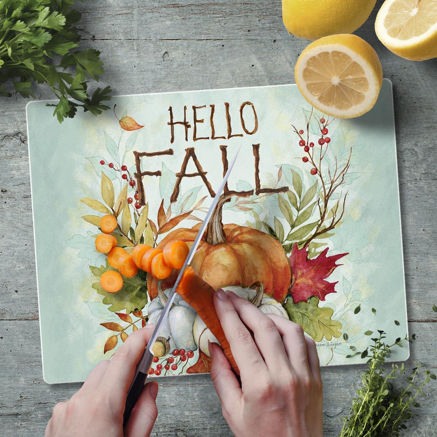 Harvest Blessings Tempered Glass Fall Cutting Board 10" x 8"