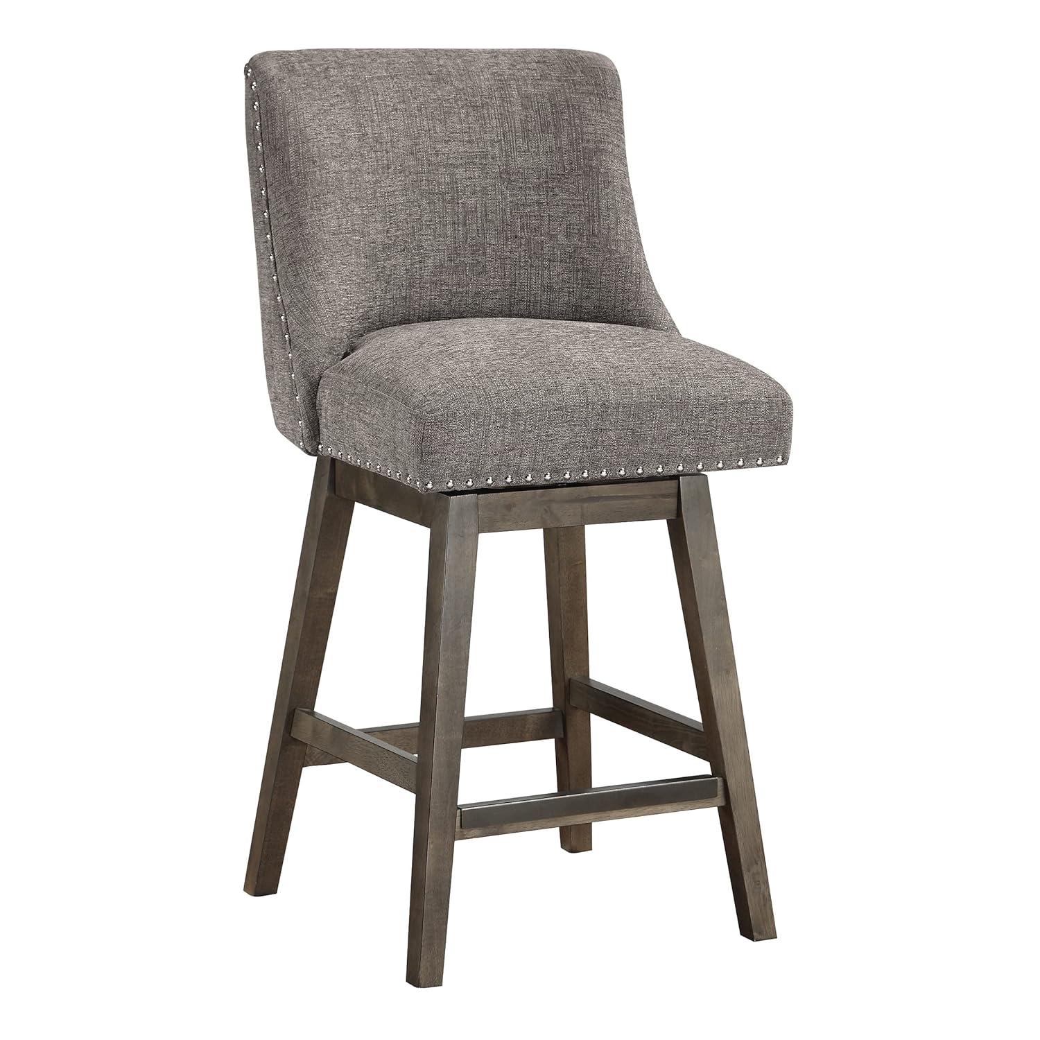 Granville Swivel Upholstered Counter Stool with Solid Wood Frame