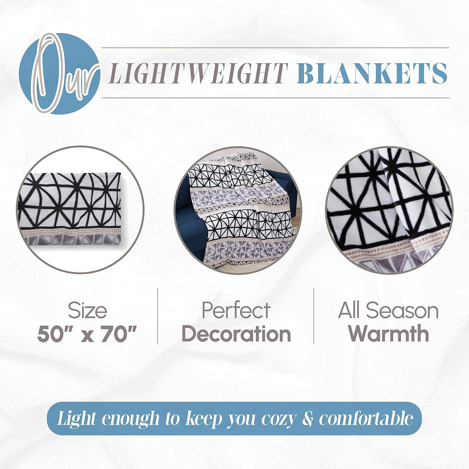 Elegant Comfort Lightweight Printed Throw Blanket- All Season, Ultra Soft, Cozy and Plush- Decorative Throw Blankets, Perfect for Lounging, 50 x 70 inches, Brexton, Throw Blanket