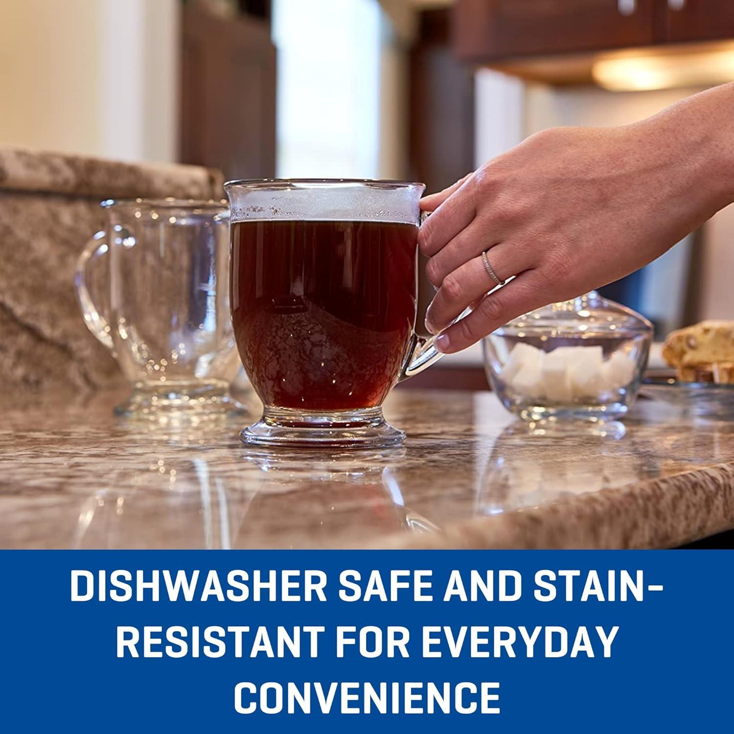 Anchor Hocking Café Glass Coffee Mugs, 16 oz, Set of 6