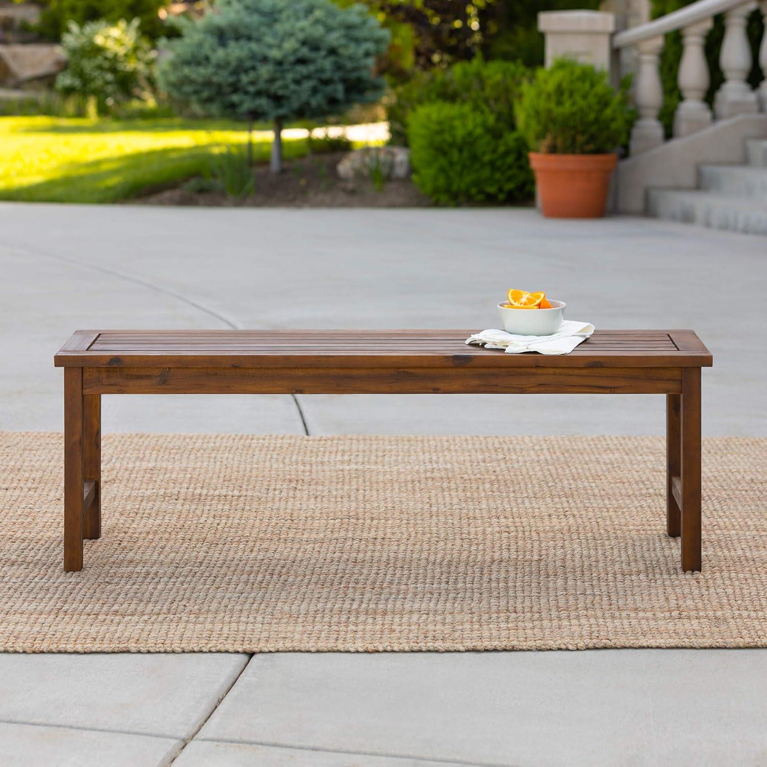 Acacia Wood Patio Bench in Dark Brown