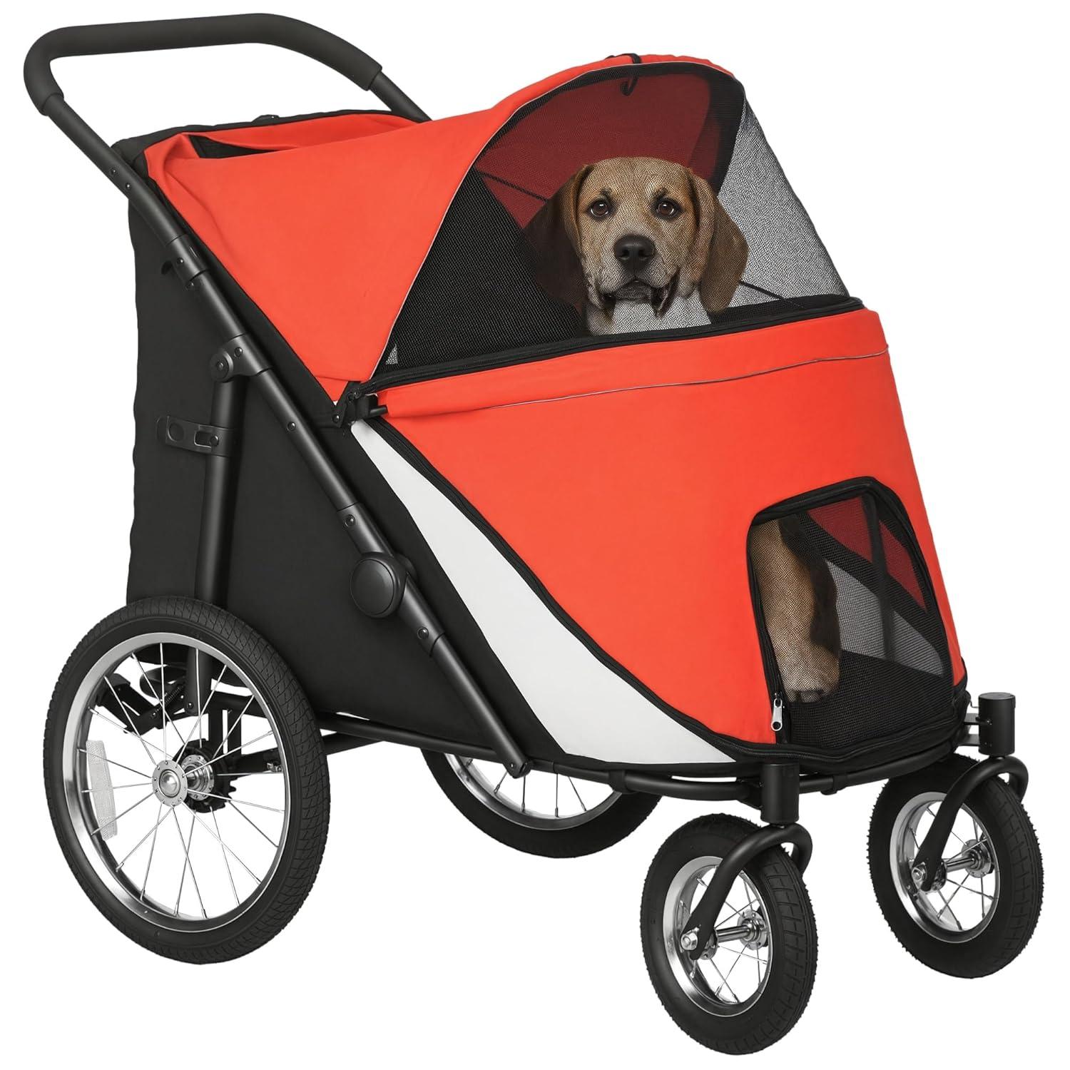 Pet Stroller for Medium and Large Dogs and Cats,Easy Fold Dog Stroller with Storage Bags,for Outdoor