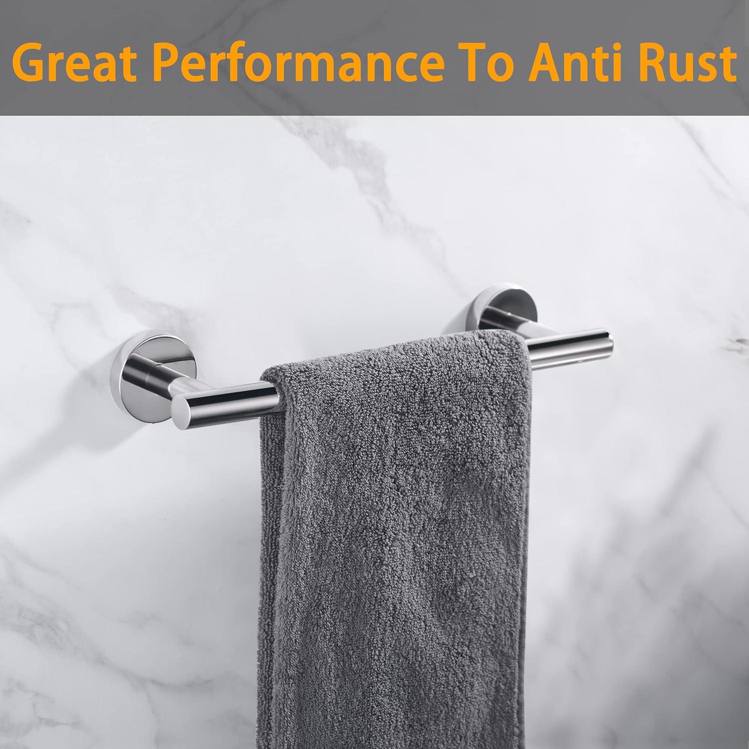 Nolimas Polished Chrome Bath Towel Bar Single Bars Towel Rack Rod Classic Wall Mounted Stainless Steel Bathroom Towel Bar Toilet Kitchen Towel Shelf Single Layer,9inch