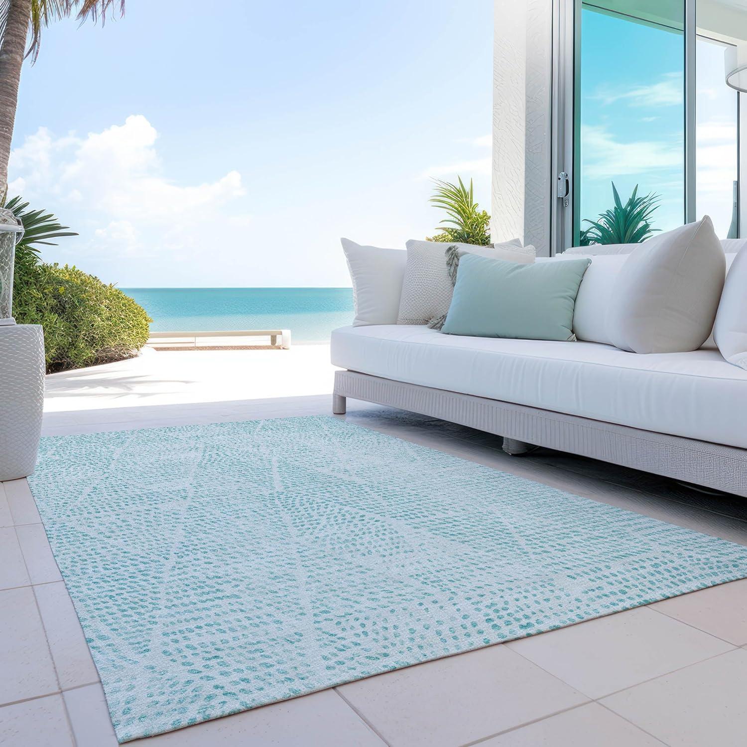 Addison Rugs Chantille ACN591 Aqua 2'6" x 3'10" Indoor Outdoor Area Rug, Easy Clean, Machine Washable, Non Shedding, Bedroom, Living Room, Dining Room, Kitchen, Patio Rug
