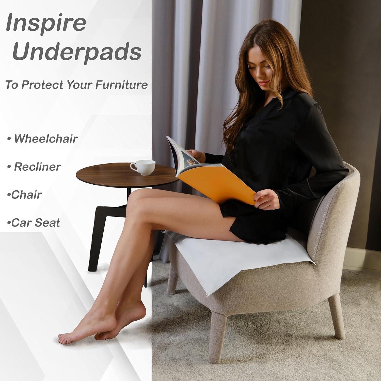 Inspire Washable and Reusable Incontinence Chair Pads | 3 Pack Chucks Pads (18 X 24)