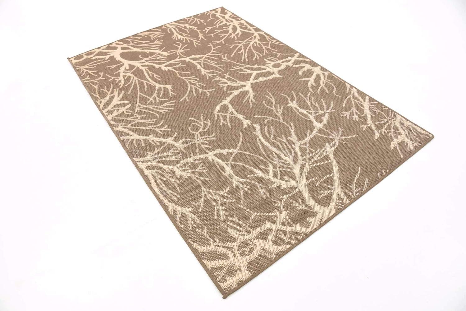 Unique Loom Outdoor Botanical Branch Floral and Botanical Woven Area Rug