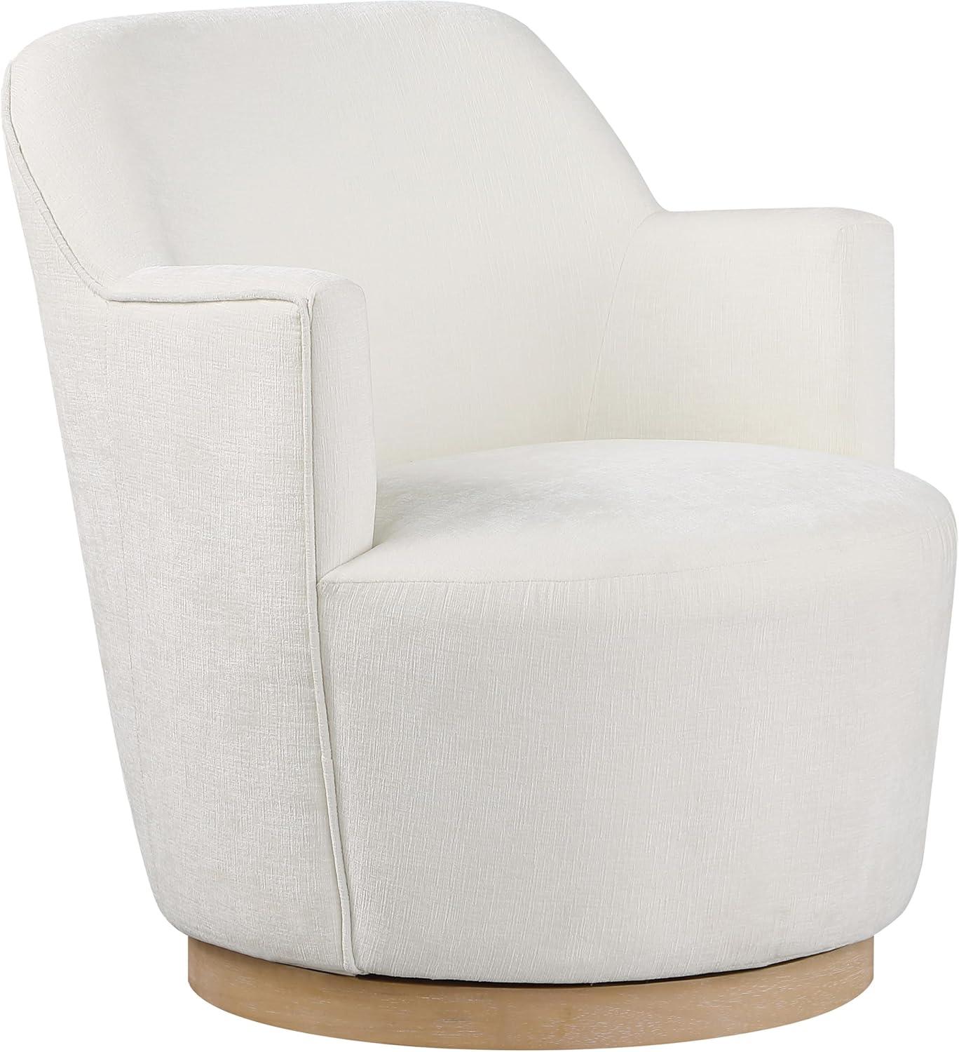 Meridian Furniture Clarita Cream Chenille Fabric Swivel Accent Chair