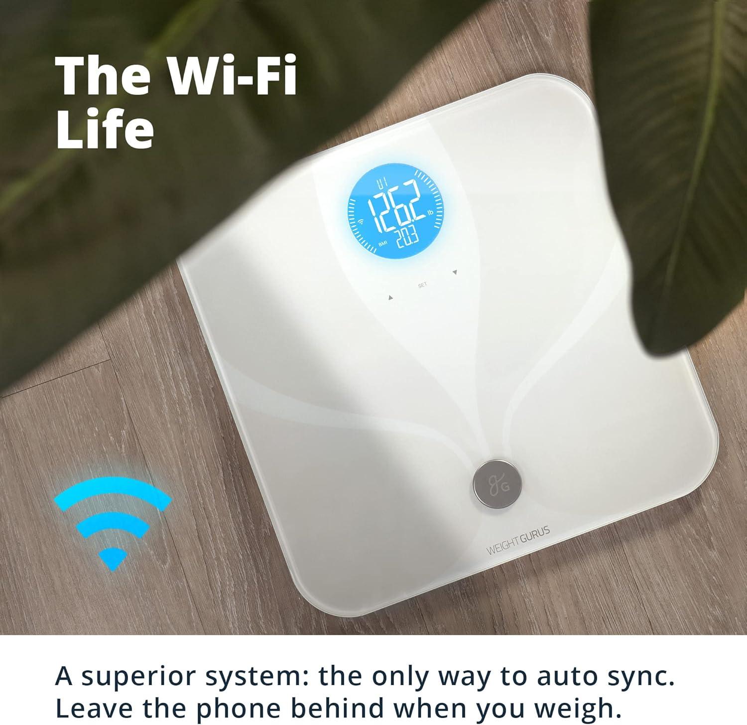 Greater Goods WiFi Weight Scale; Digital Smart Scale for Bathroom, Measures and Tracks Weight, BMI, Muscle Mass, Water Weight, Bone Density, and Body Fat, Designed in St. Louis