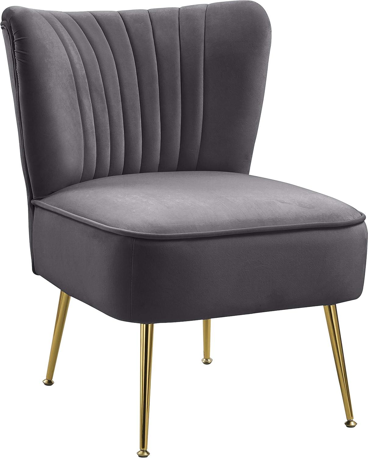 Meridian Furniture Tess Gray Velvet Accent Chair with Gold Legs