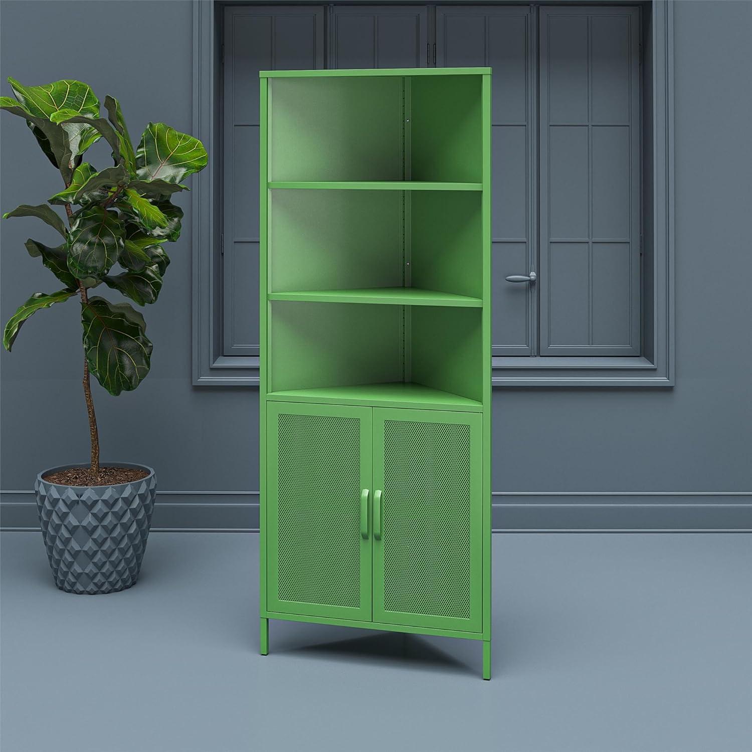 Novogratz Channing Corner Storage Cabinet with 2 Doors, Parchment
